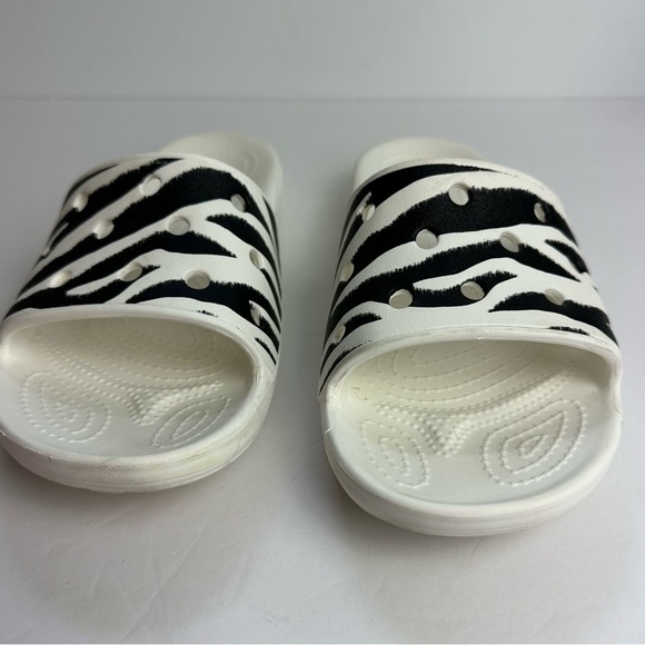Crocs Zebra Animal Print Slide Sandals Classic Women’s Size 9 or Men's 7 Shoes - Picture 6 of 8